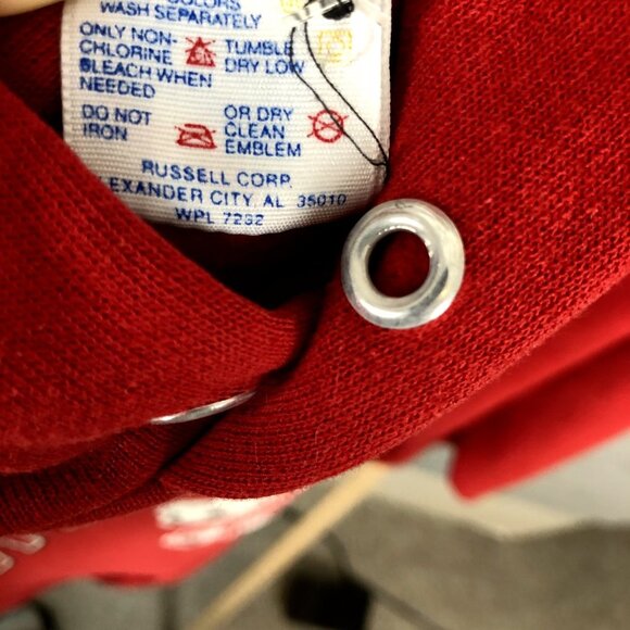 VTG Wisconsin Badgers Sweatshirt Hoodie Red Size L Jerzees Super Sweats USA Made - Picture 8 of 8